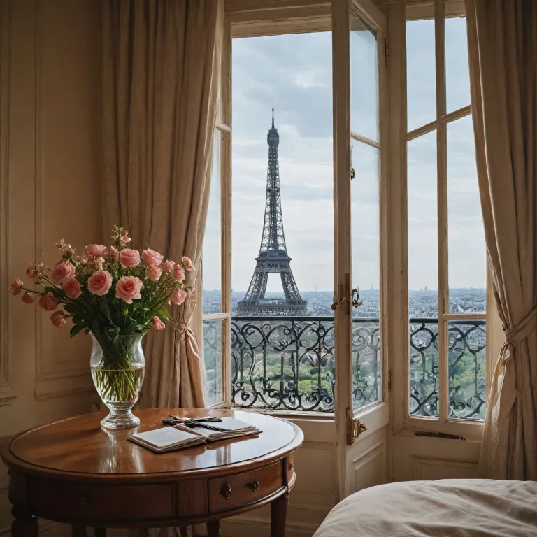 Experience the elegance of a Paris hotel with a view of the Eiffel Tower